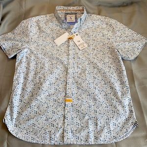 Denim & Flower button down casual white blue XL